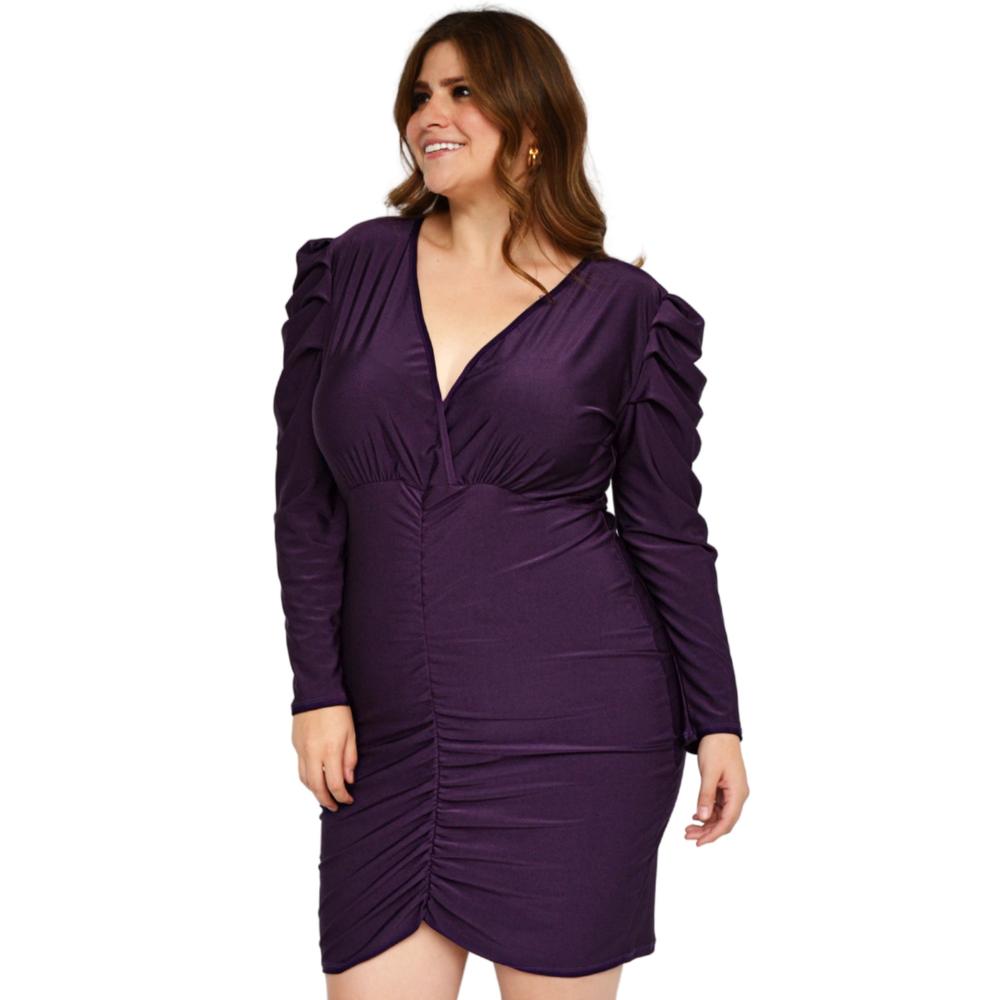 Foto 2 | Vestido  con Fruncido Roman Fashion color Púrpura para Mujer