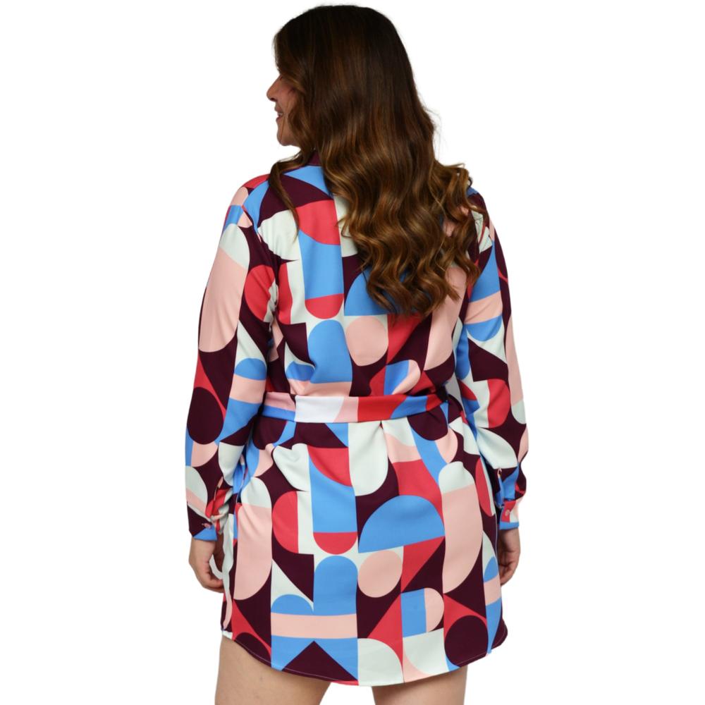 Foto 4 pulgar | Vestido Corto Roman Fashion V-JUL-0546 Multicolor con Figuras Tallas Extras
