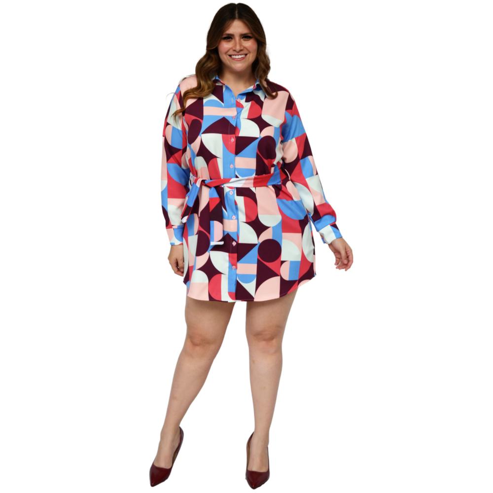 Foto 6 pulgar | Vestido Corto Roman Fashion V-JUL-0546 Multicolor con Figuras Tallas Extras