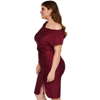 Foto 2 | Vestido Escote Barco Roman Fashion color Vino