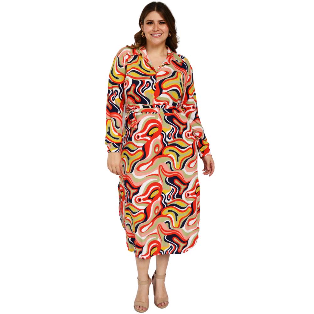 Foto 2 pulgar | Vestido Sublimado Roman Fashion V-GUS-4307 Multicolor Talla Extra