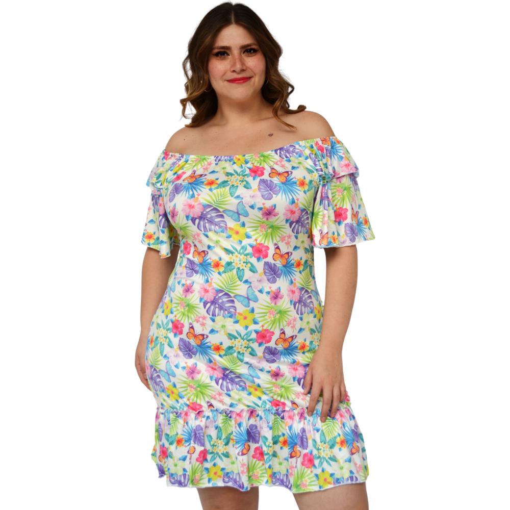 Vestido  corte Campesino Roman Fashion Multicolor para Mujer