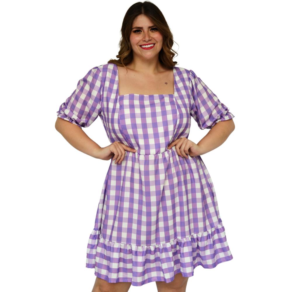 Foto 2 pulgar | Vestido Manga Bombacha Roman Fashion 4272 color Lila para Mujer