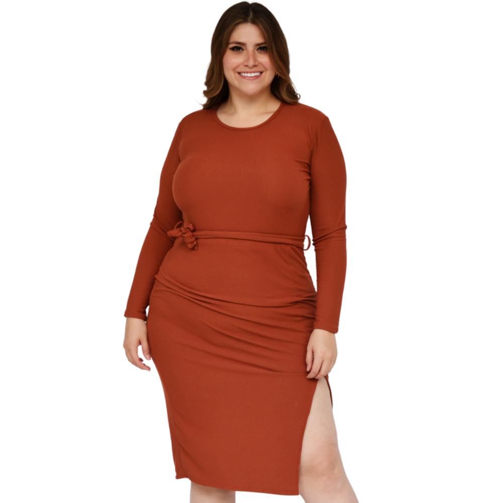 Foto 2 pulgar | Vestido Strech Roman Fashion 4259 color Marrón para Mujer