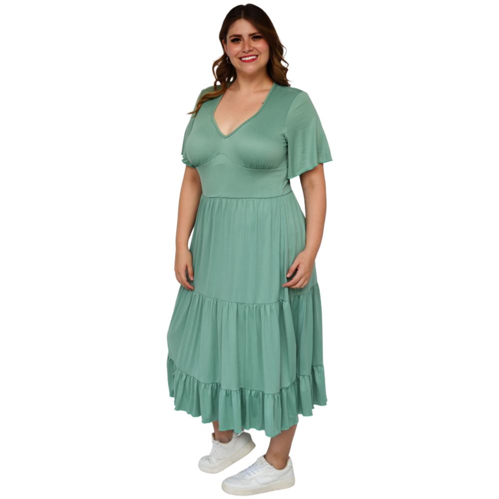 Foto 3 pulgar | Vestido Roman Fashion color Verde para Mujer