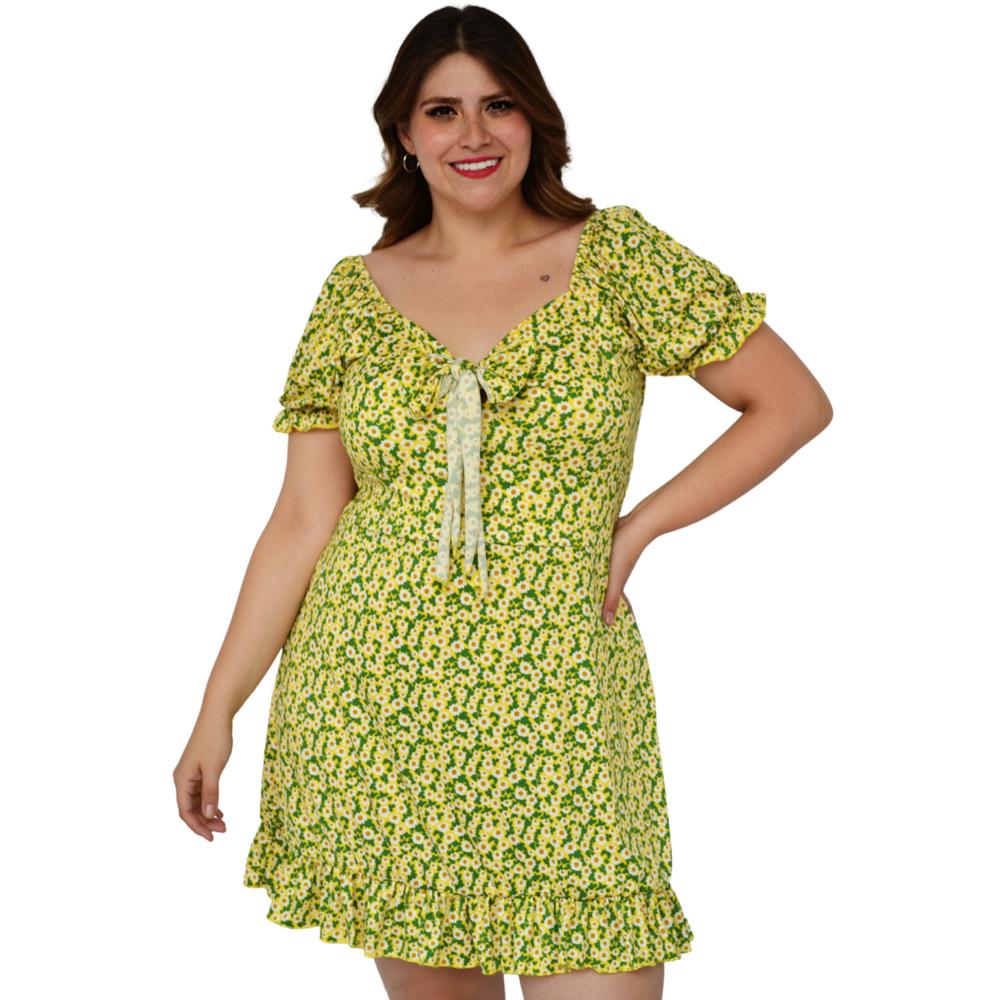 Foto 2 pulgar | Vestido Campesino Roman Fashion 4270 color Amarillo para Mujer