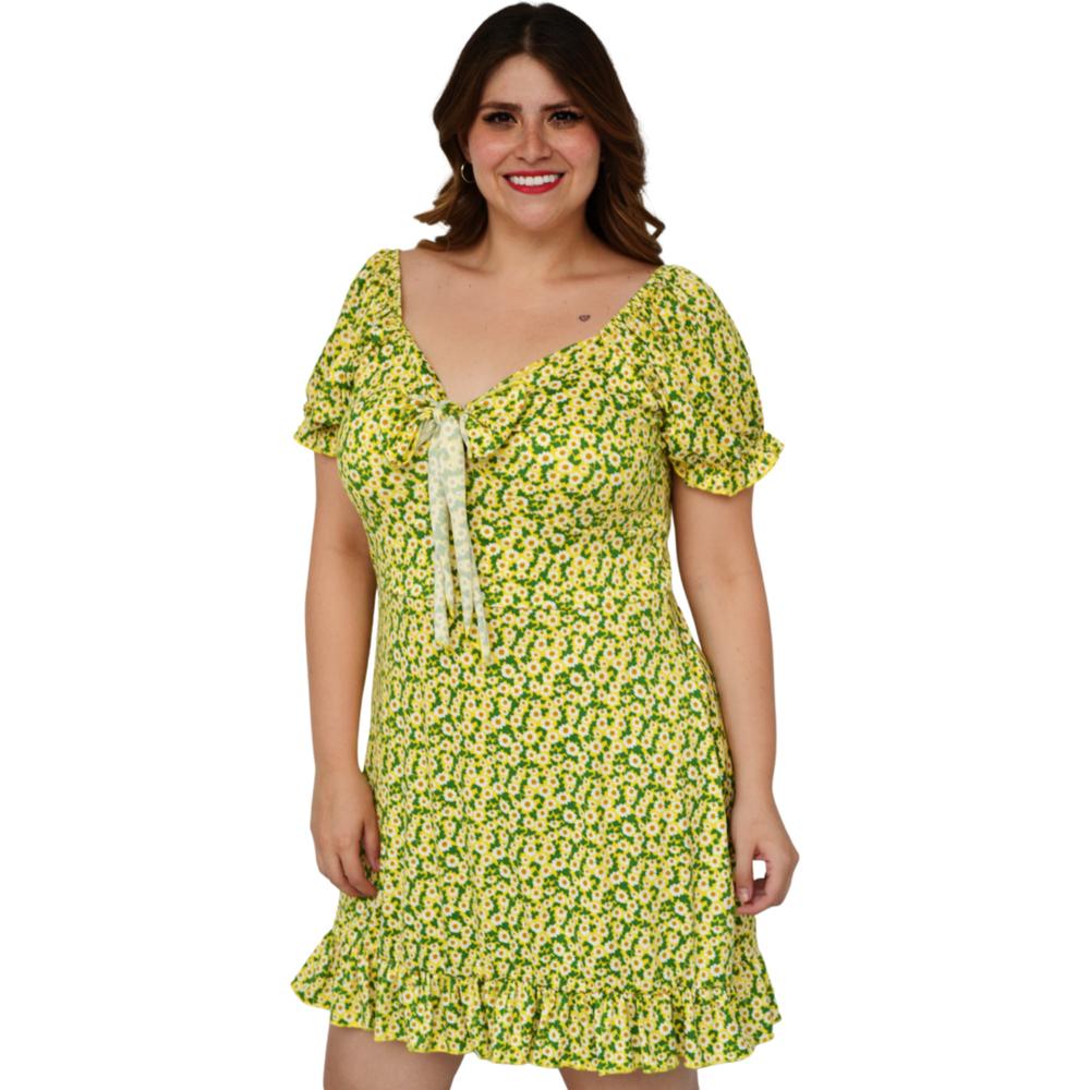 Foto 3 pulgar | Vestido Campesino Roman Fashion 4270 color Amarillo para Mujer