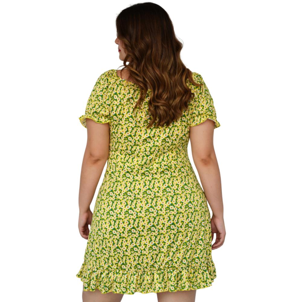 Foto 4 pulgar | Vestido Campesino Roman Fashion 4270 color Amarillo para Mujer