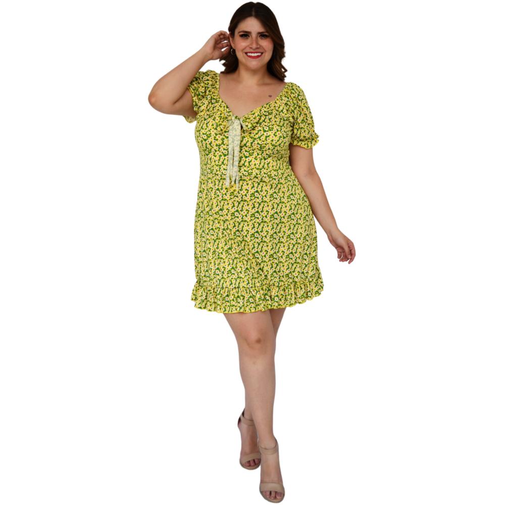 Foto 7 pulgar | Vestido Campesino Roman Fashion 4270 color Amarillo para Mujer