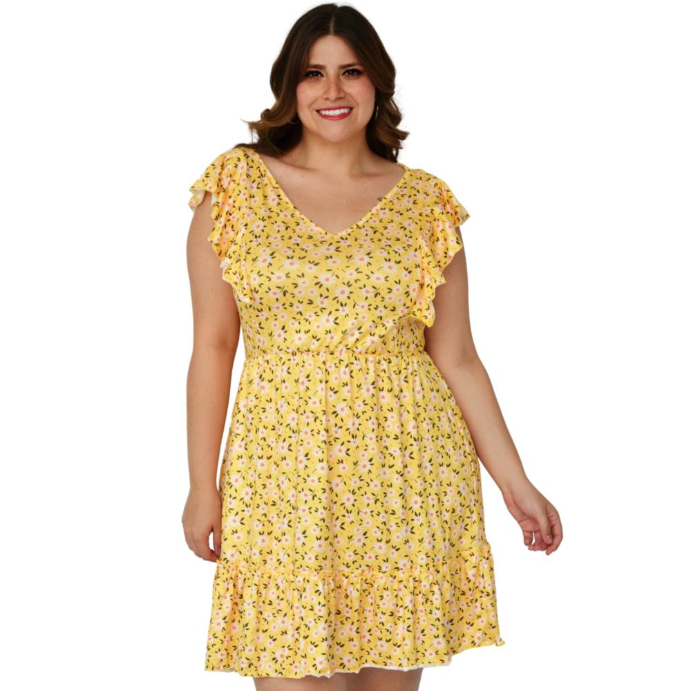 Foto 2 pulgar | Vestido Roman Fashion color Amarillo para Mujer