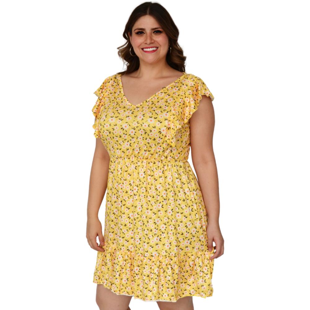 Foto 3 pulgar | Vestido Roman Fashion color Amarillo para Mujer