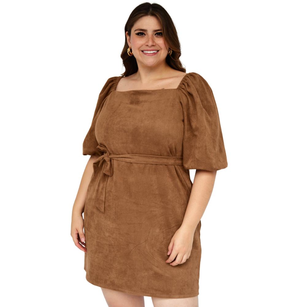 Vestido de Gamuza Roman Fashion 7038 color Marrón