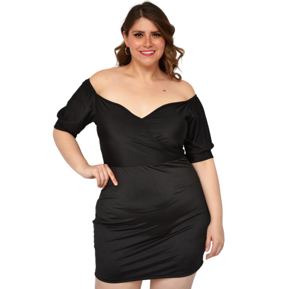 Vestido Corto de Fiesta Roman Fashion 4267 color Negro Tallas Extra
