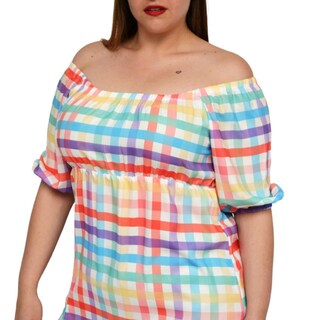Foto 4 | Vestido Campesino Roman Fashion 4282 Multicolor a Rayas Talla Extra