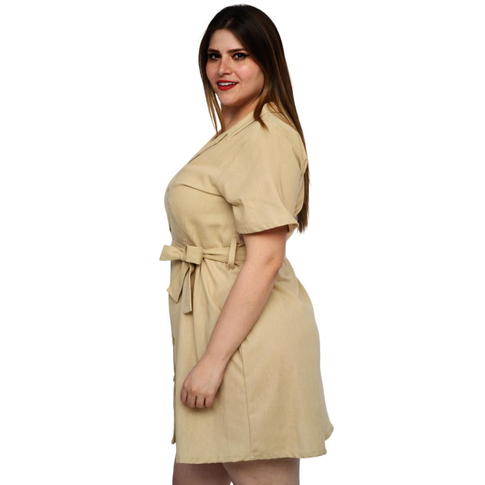 Foto 2 | Vestido Roman Fashion color Beige para Mujer