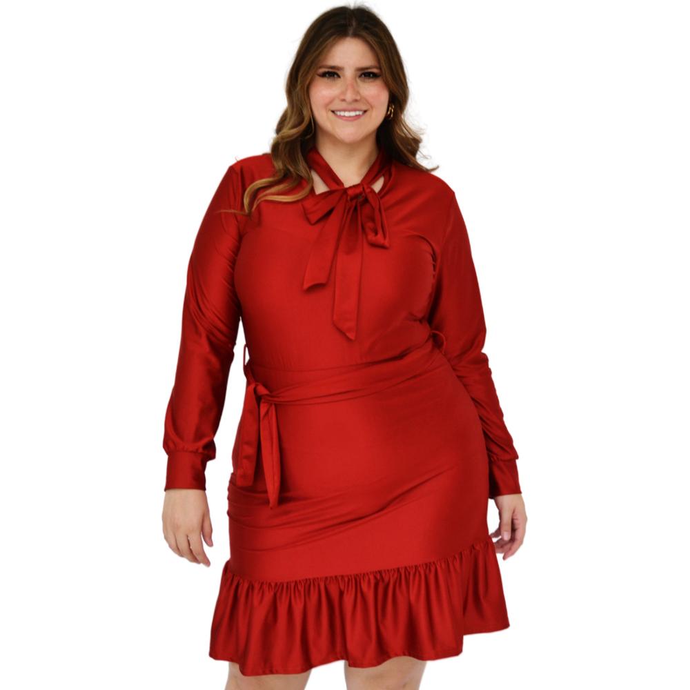Vestido con Olán Roman Fashion 4306 color Rojo