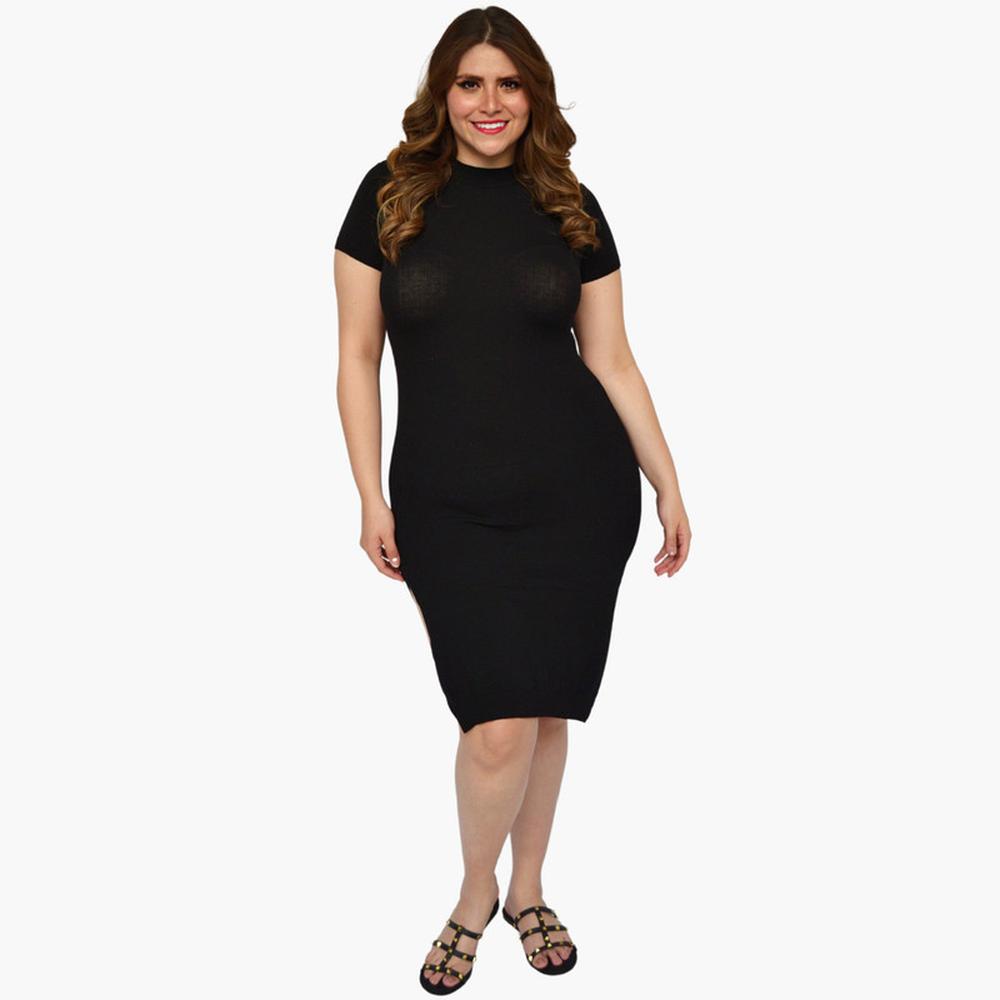 Foto 1 | Vestido Tejido Roman Fashion 21329 color Negro Talla Extra