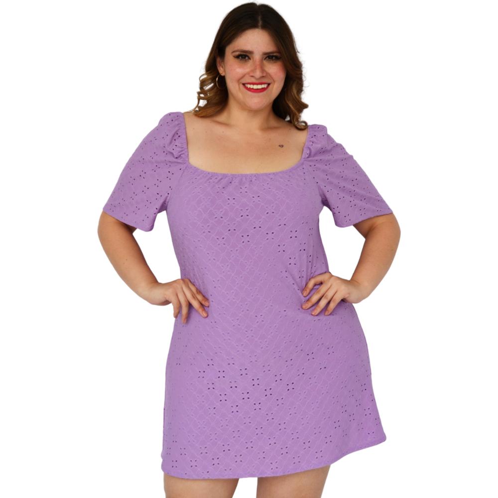 Vestido Corto ROMAN FASHION 0141 color Púrpura Diseño Campesino