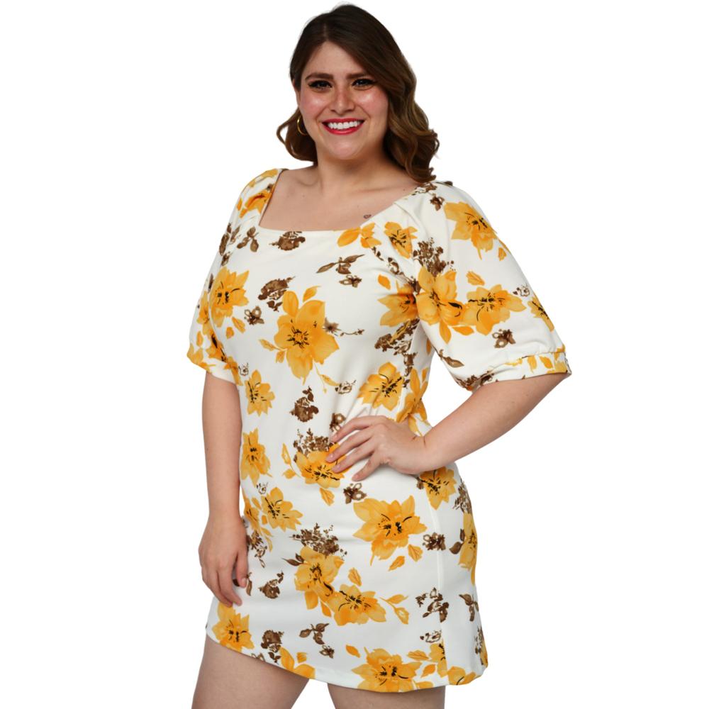 Foto 2 | Vestido Roman Fashion color Amarillo para Mujer