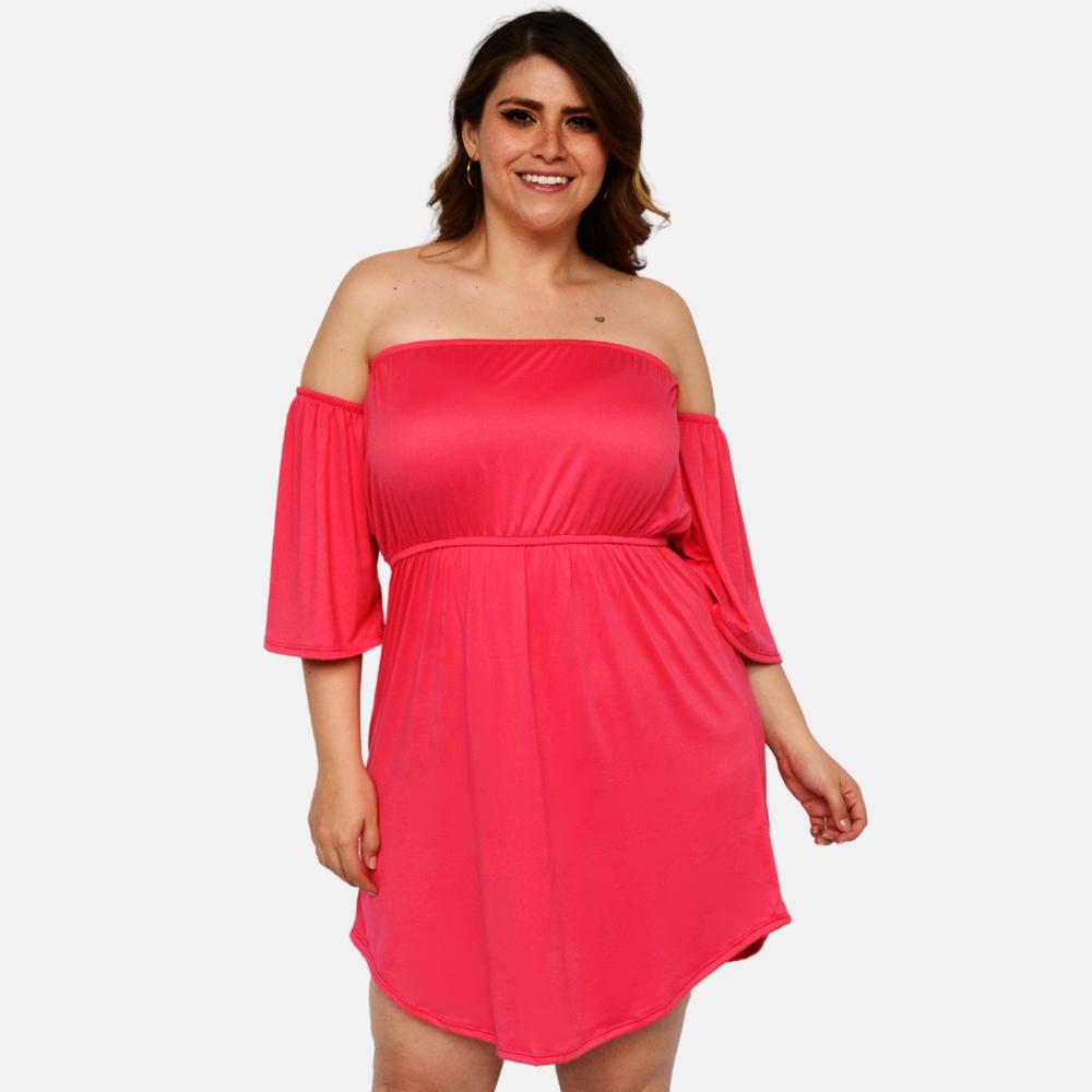 Foto 2 pulgar | Vestido Strapless Roman Fashion 4290 color Rosa Talla Extra