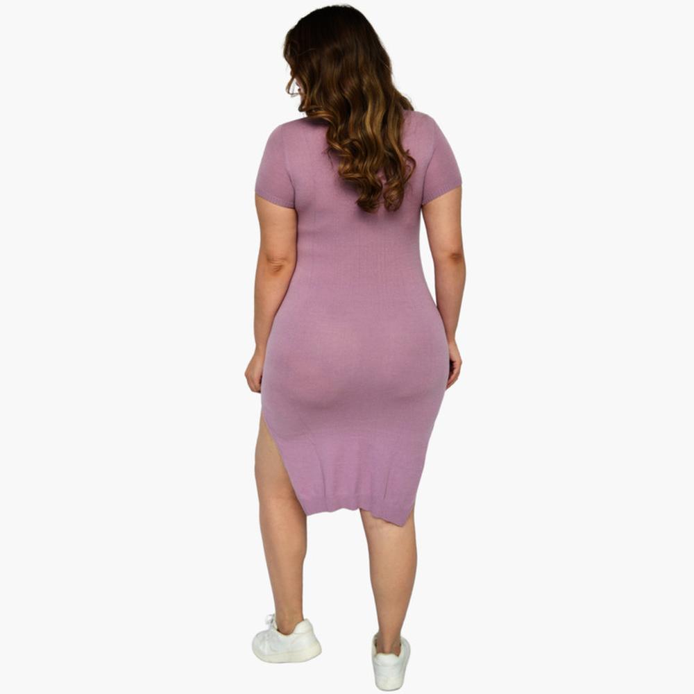 Foto 4 pulgar | Vestido Tejido Roman Fashion 21329 color Púrpura Talla Extra