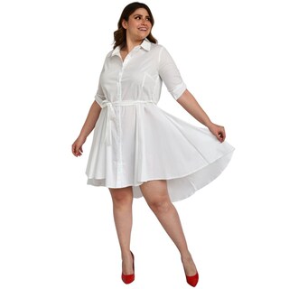 Foto 6 | Vestido Asimétrico Roman Fashion Tallas Extras color Blanco