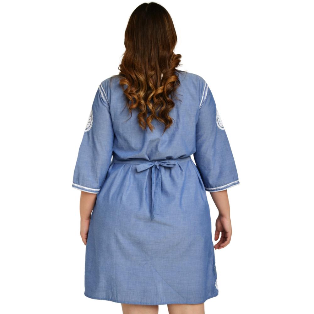 Foto 3 | Vestido Bordado Peshli V-KNK-78137 color Azul Tallas Extras