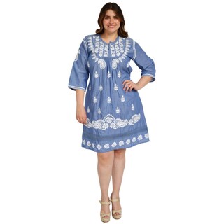 Foto 5 | Vestido Bordado Peshli V-KNK-78137 color Azul Tallas Extras