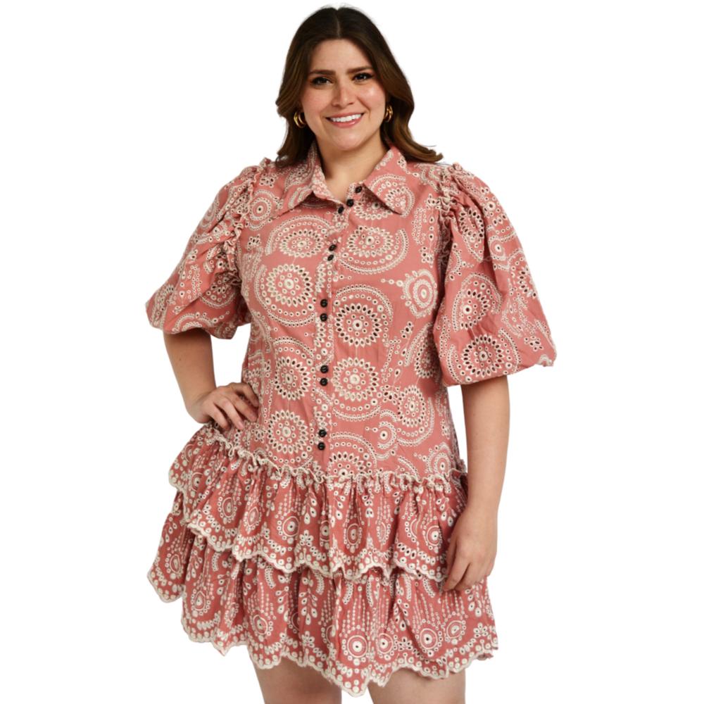 Foto 4 | Vestido de Algodón Tallas Extras 296 L'ATISTE color Rosa