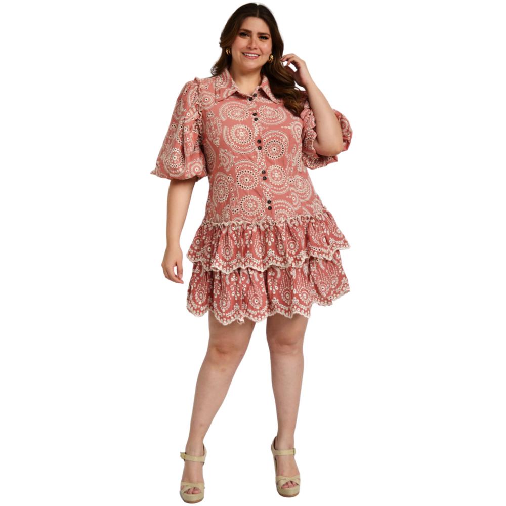 Foto 6 | Vestido de Algodón Tallas Extras 296 L'ATISTE color Rosa