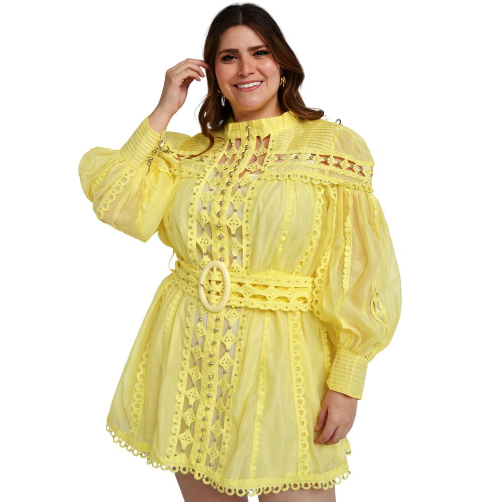Foto 2 | Vestido De Chiffon Tallas Extra L'ATISTE 5180 color Amarillo
