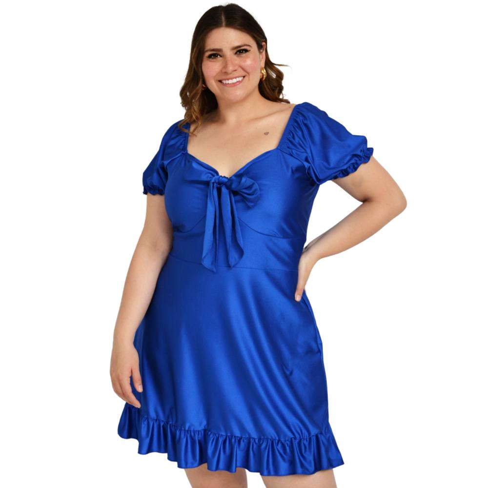 Foto 2 pulgar | Vestido Campesino Roman Fashion 4270 color Azul para Mujer