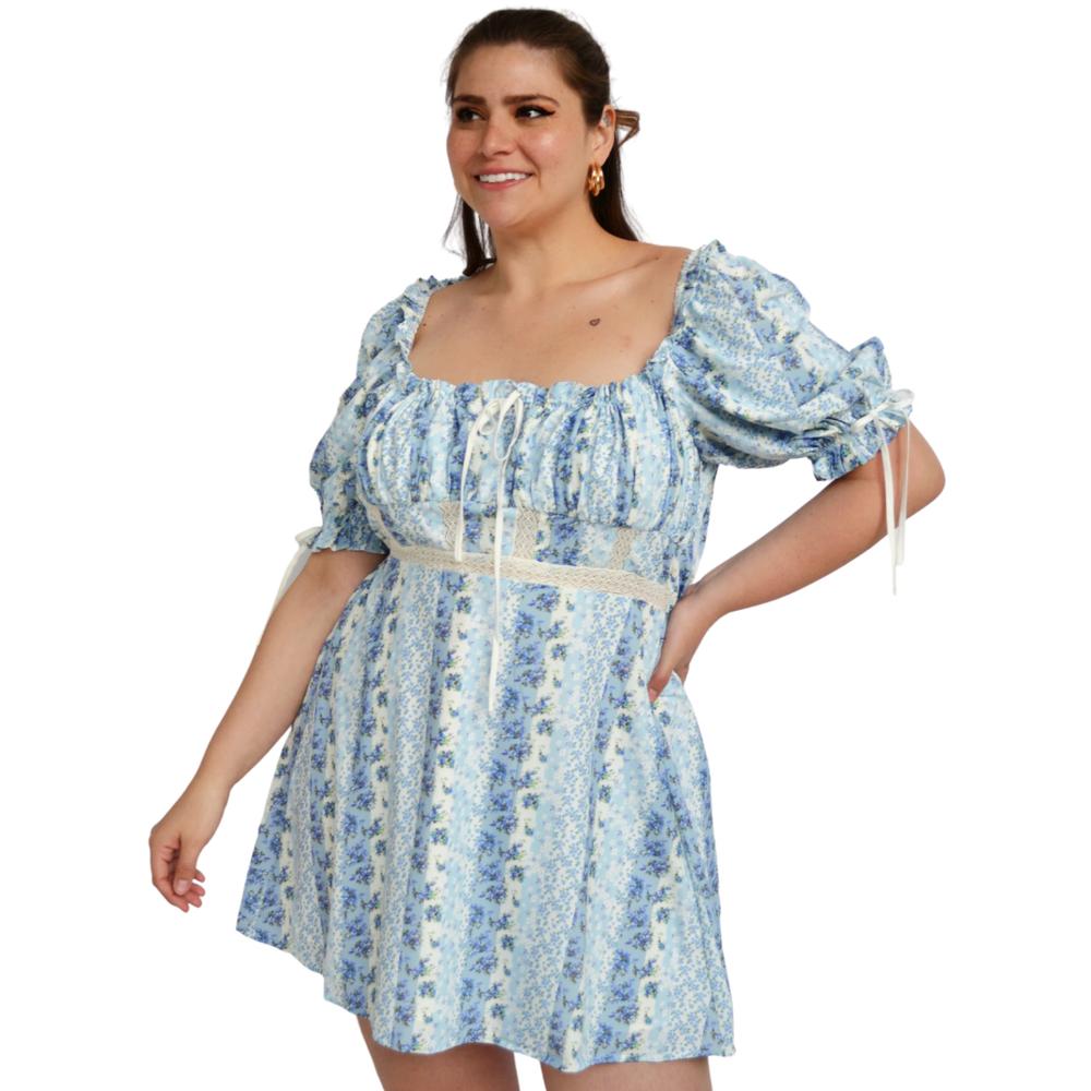 Foto 5 pulgar | Vestido Escote Cuadrado L'ATISTE 51811 color Azul Tallas Extras