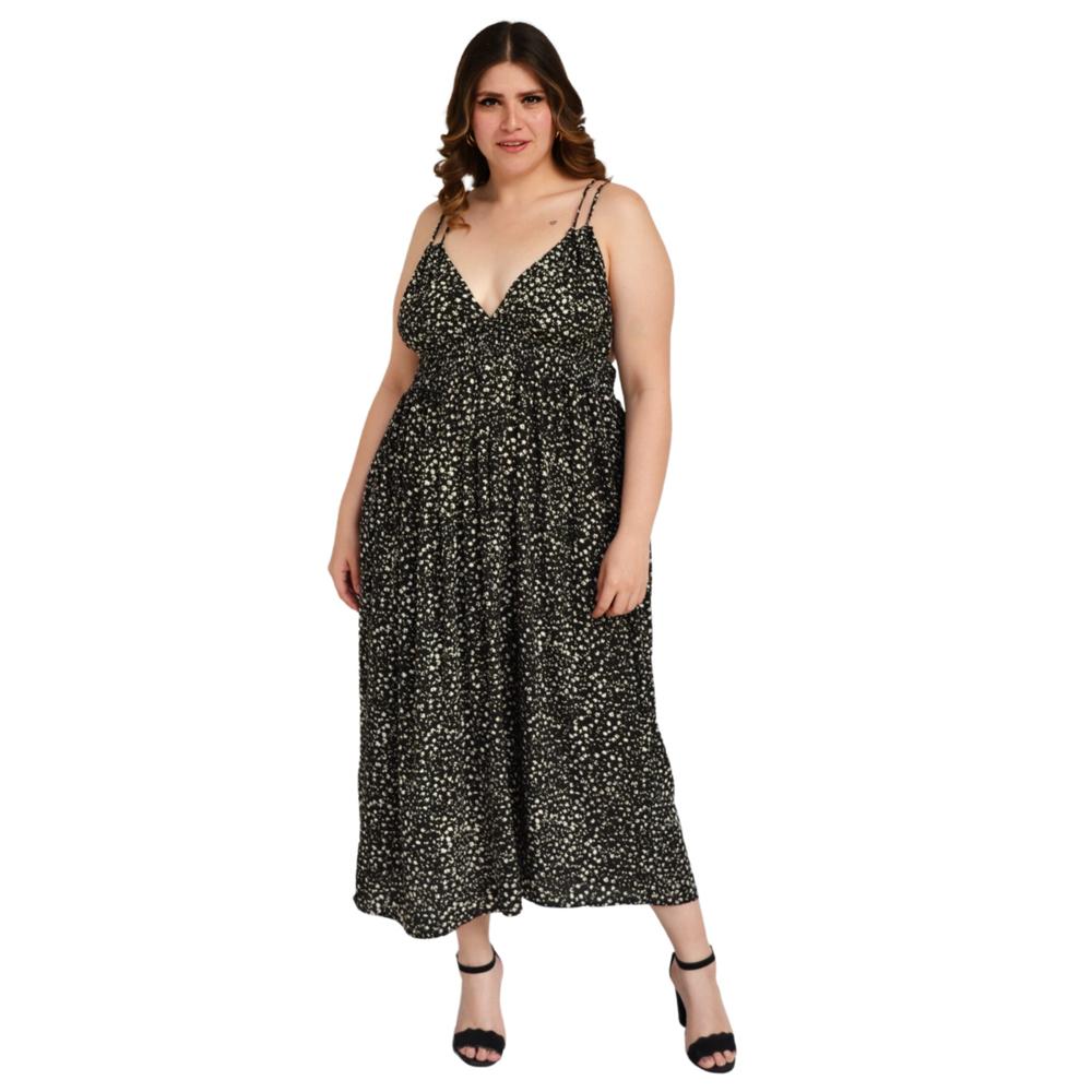 Vestido Largo Zenobia 11746 color Negro Doble Tirante Tallas Extras