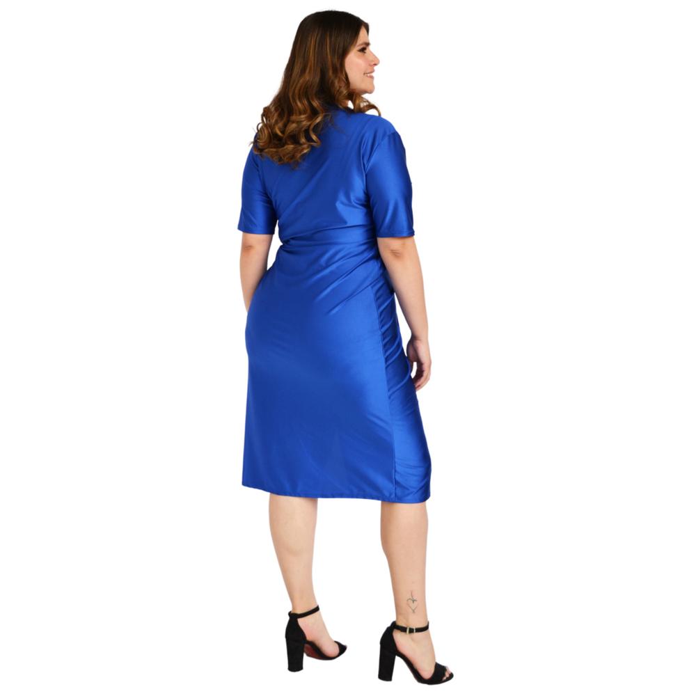 Foto 4 pulgar | Vestido de Satín con Nudo Roman Fashion V-GR-4313-REY color Azul