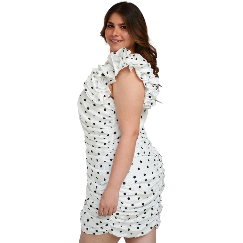 Foto 3 pulgar | Vestido de Lunares L'ATISTE V-LAT-51801-BLANCO color Blanco con Puntos