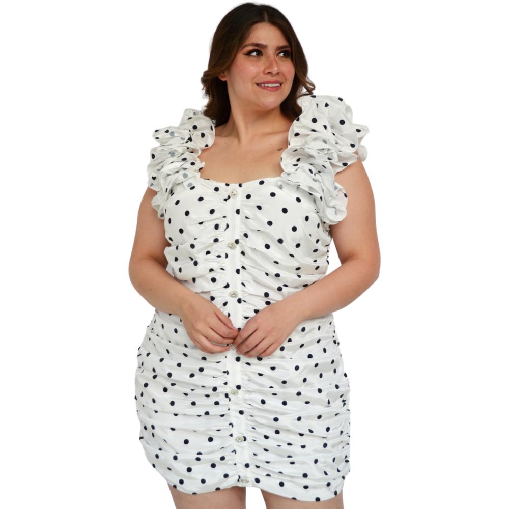 Foto 5 pulgar | Vestido de Lunares L'ATISTE V-LAT-51801-BLANCO color Blanco con Puntos