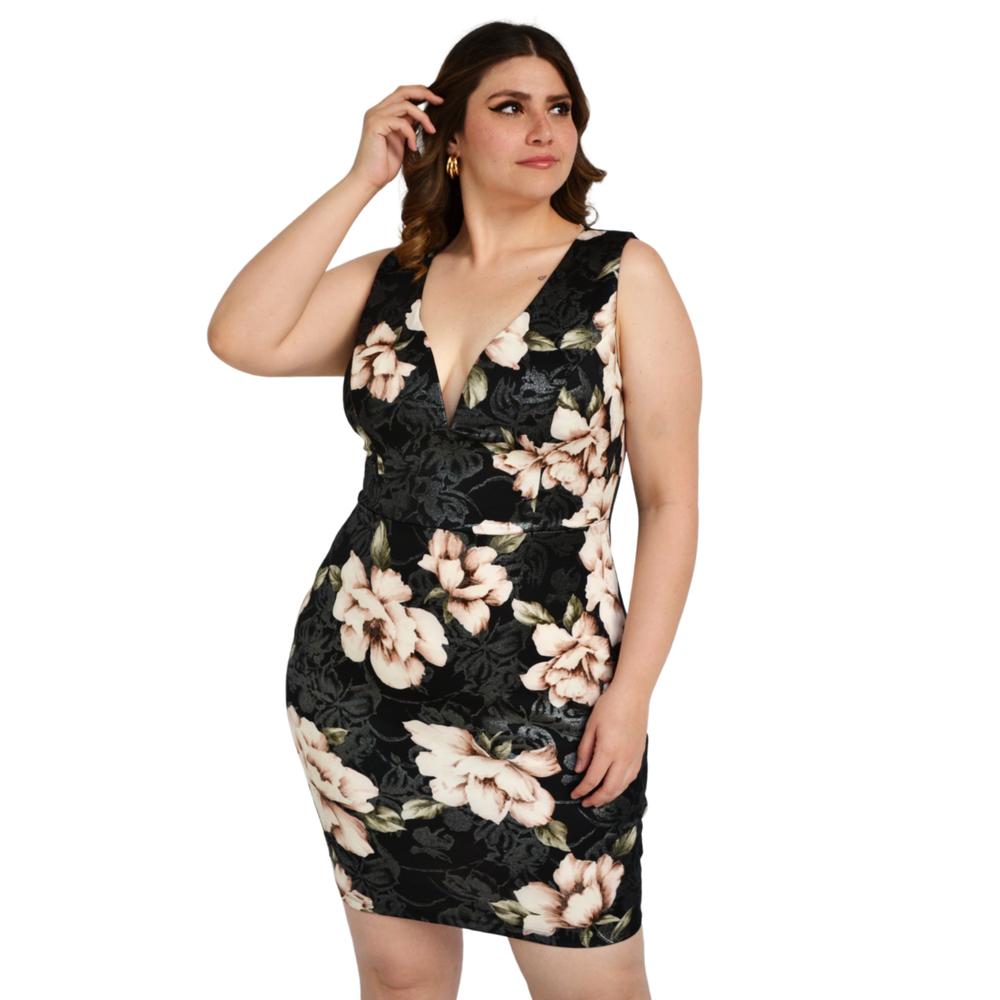 Foto 4 pulgar | Vestido sin Mangas ROMAN FASHION V-TFT-21647-NEGRO color Negro Floreado