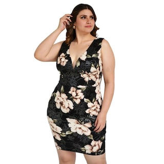 Foto 3 | Vestido sin Mangas ROMAN FASHION V-TFT-21647-NEGRO color Negro Floreado