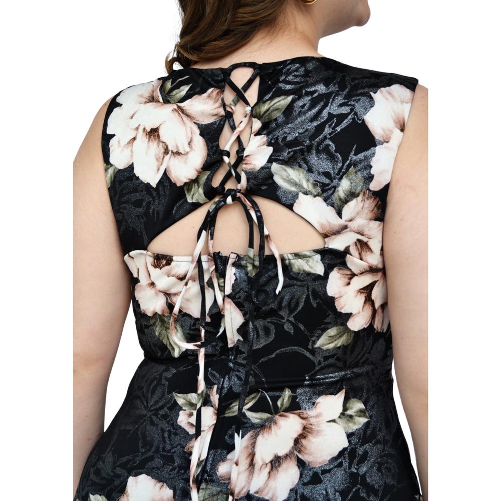 Foto 5 | Vestido sin Mangas ROMAN FASHION V-TFT-21647-NEGRO color Negro Floreado