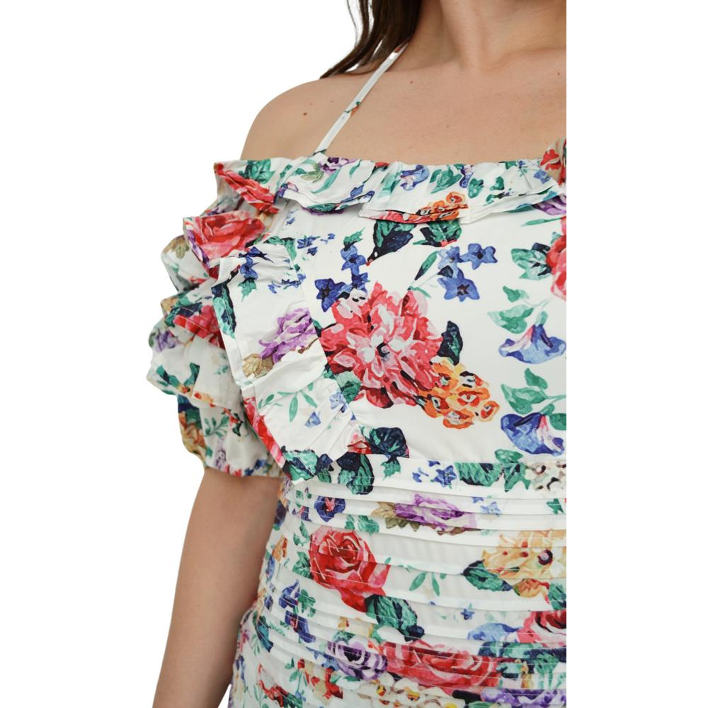 Foto 5 pulgar | Vestido con Olanes L'ATISTE V-LAT-418-BLANCO Multicolor Floreado