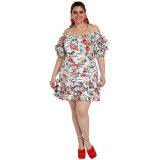 Foto 5 | Vestido con Olanes L'ATISTE V-LAT-418-BLANCO Multicolor Floreado