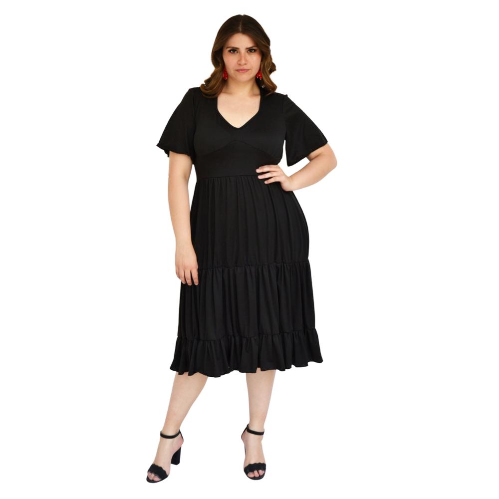 Foto 2 pulgar | Vestido Roman Fashion V-GR-4285 Negro tallas Extras para Mujer