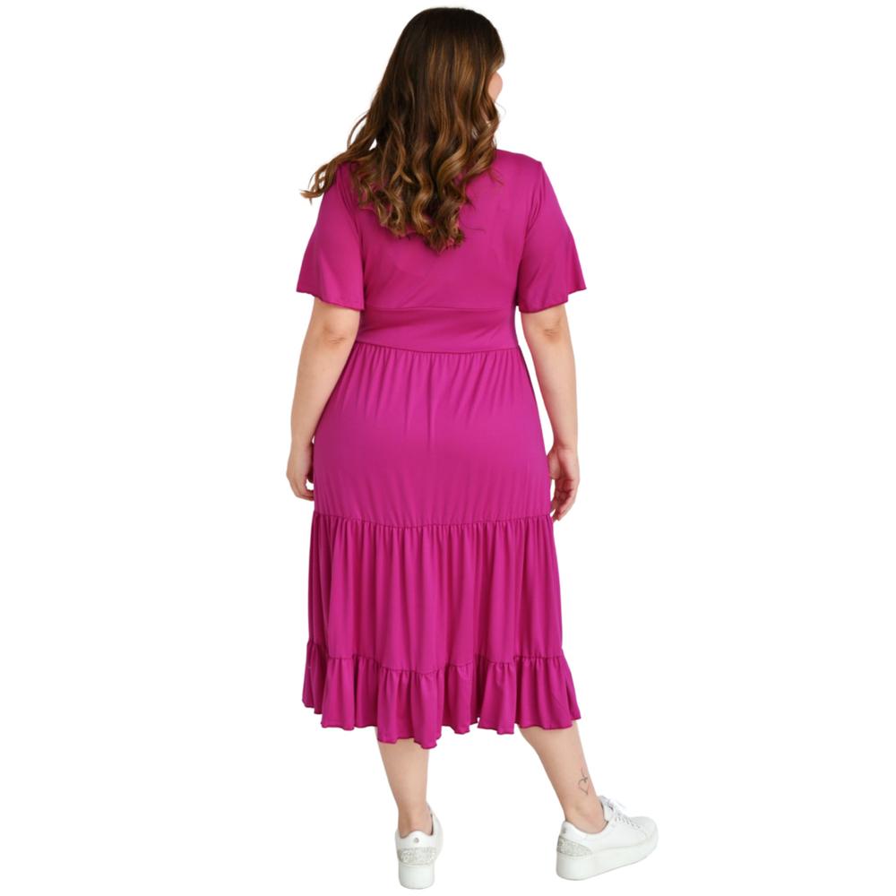 Foto 4 pulgar | Vestido Midi Casual Roman Fashion V-GR-4285-MAGENTA color Púrpura