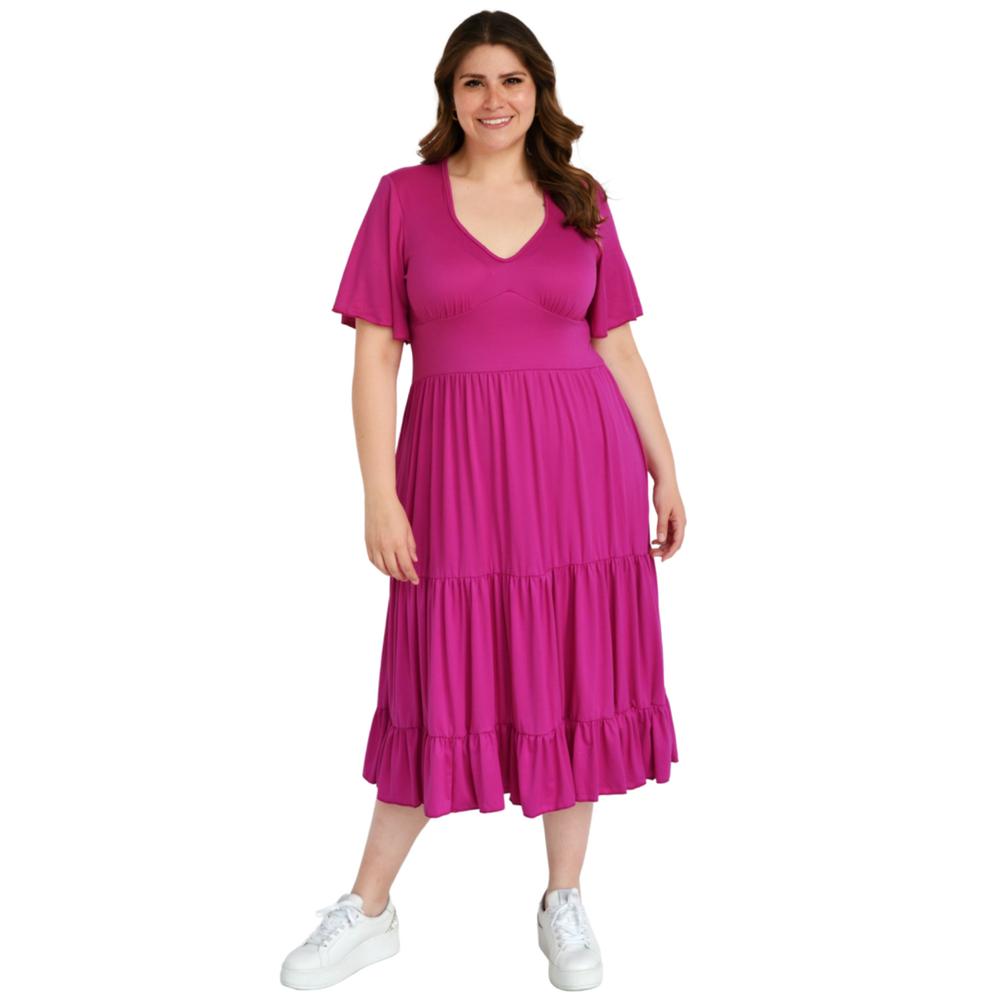 Foto 6 pulgar | Vestido Midi Casual Roman Fashion V-GR-4285-MAGENTA color Púrpura