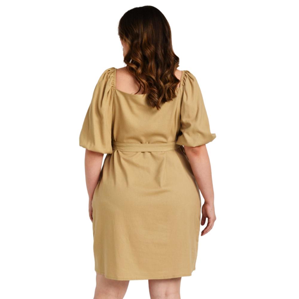 Foto 4 pulgar | Vestido Escote Cuadrado Roman Fashion V-GR-1045-ARENA color Marrón