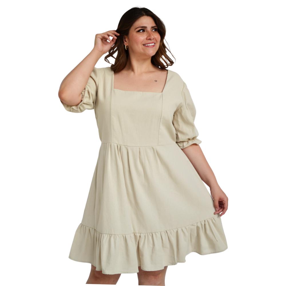 Foto 2 pulgar | Vestido Roman Fashion Manga 3/4 color Beige para Mujer