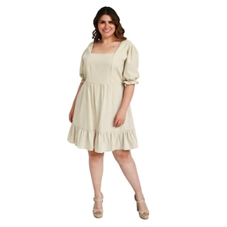 Foto 5 | Vestido Roman Fashion Manga 3/4 color Beige para Mujer