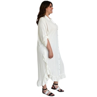 Foto 2 | Vestido Camisero con Olanes Roman Fashion V-ELY-1062 color Blanco Tallas Extras