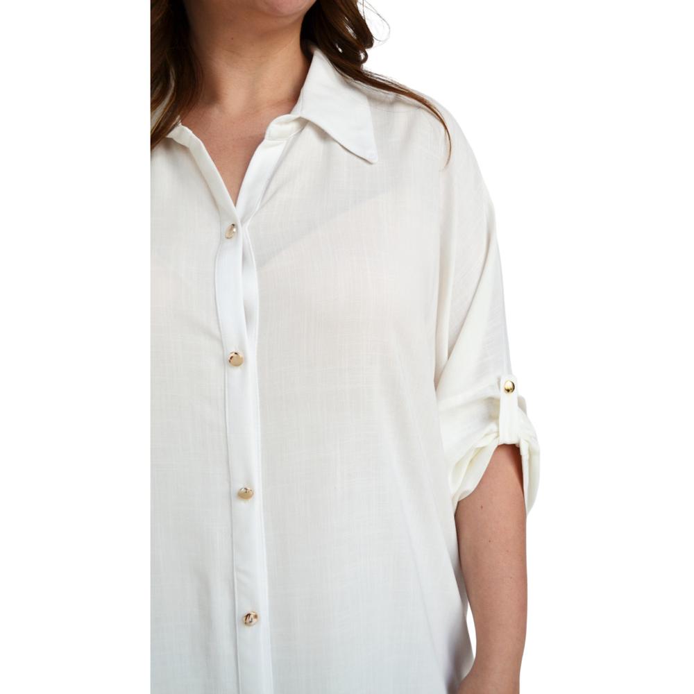 Foto 6 pulgar | Vestido Camisero con Olanes Roman Fashion V-ELY-1062 color Blanco Tallas Extras